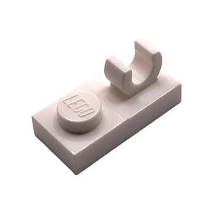 Plate, Modified 1x2 with Open O Clip on Top, Part# 44861 Part LEGO® White