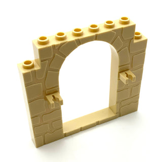 Door Frame 1x8x6 Arched with Clips and Stone Profile, Part# 40242 Part LEGO® Tan  