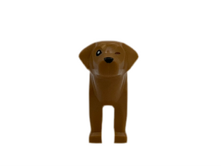 Dog, Labrador / Golden Retriever with Black Right Eye and Nose, Reddish Brown Closed Left Eye Pattern, 69962pb02 LEGO® Animals LEGO®