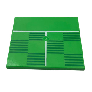 Tile 6x6 with Bottom Tubes with Soccer (Football) Pitch Halfway Line Pattern, Part# 10202pb015 Part LEGO® Bright Green Very Good