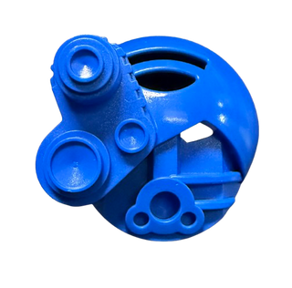Blue Bionicle Akaku mask with cylindrical protrusions and eye slot openings.