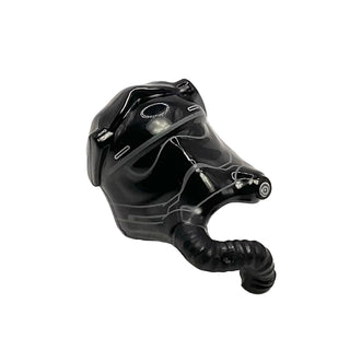 Minifigure, Headgear Helmet with Respiratory Pipe and SW Ep. 7 TIE Fighter Pilot First Order with Two White Lines Pattern, Part# 21557pb01 Part LEGO® Black Very Good