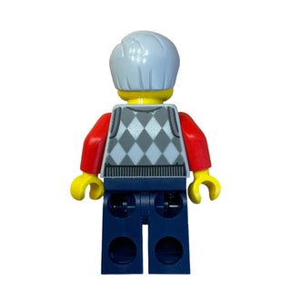 Grandfather, Argyle Cardigan over Red Shirt, hol221 - LEGO® Holiday Minifigure