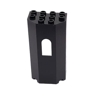 Panel 3x4x6 Turret Wall with Window, Part #30246 Part LEGO® Black Very Good
