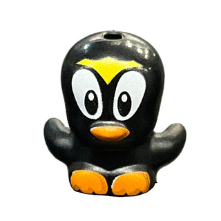 Bird, Chick with Open Wings with Large Black and White Eyes, Yellow Crest, Orange Beak and Feet Pattern (Sonic the Hedgehog Pecky / Penguin), 3918pb04