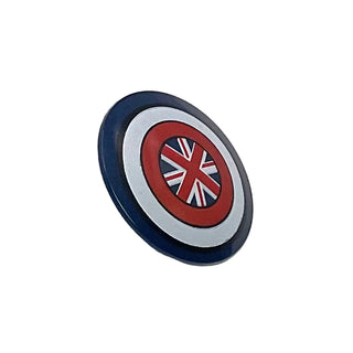 Circular/Round Convex Face Shield with Red and White Rings and British Union Jack Flag Pattern, LEGO® Minifigure Shield, Part# 75902pb22