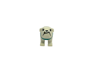 Bulldog- Molded Dark Turquoise Collar and Printed Black Eyes, Eyebrows, Nose and Mouth, and Gold Tooth Pattern, 65388pb03 Minifigure LEGO®