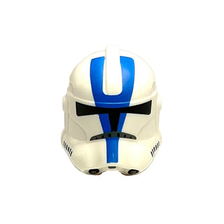 Minifigure, Headgear Helmet SW Clone Trooper (Phase 2) with Black Visor and Blue 501st Legion Markings Pattern, Part# 11217pb01 Part LEGO® White Very Good