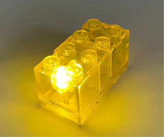 Light-Up 2x4 Brick, Battery Operated, CB2x4 & LB2x4 Custom Parts United Brick Co® Yellow