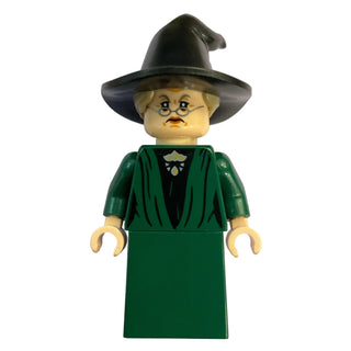 Professor Minerva McGonagall - Dark Green Robe, Plain Skirt, Hat with Hair, hp609 - LEGO® Harry Potter Minifigure