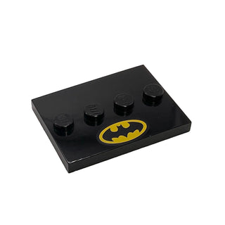 Tile Modified, 3x4 with 4 Studs in Center (Minifigure Stand), Part# 88646 Part LEGO® Black (Batman Logo Pattern) 1 Part
