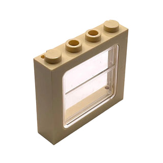 Train Window 1 x 4 x 3 and Glass, Part# 6556 + 4034 Part LEGO® Tan Very Good