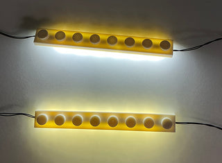 Double 1x8 LED Light Up Plates, DIY System, Reconnectable, LB1x8C2-LA Custom Parts United Brick Co® White/White