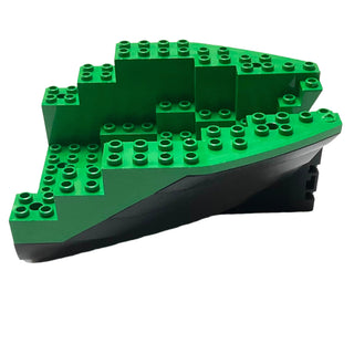 Boat, Hull Small Stern 14 x 12 x 5 1/3 with Green Top (6052/6053), Part# 6052c04 Part LEGO® Black Very Good