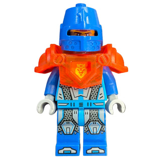 Royal Soldier / King's Guard - Blue Helmet with Eye Slit, Trans-Neon Orange Armor, Clip on Back, nex111 Minifigure LEGO®