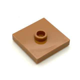 Plate, Modified 2x2 with Groove and 1 Stud in Center (Jumper), Part# 87580 Part LEGO® Medium Nougat  