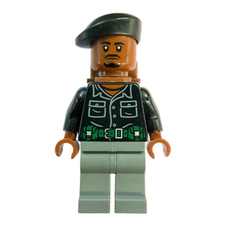 Duncan Kincaid - Black Shirt, Dark Bluish Gray Legs, Black Beret, jw137 - LEGO® Jurassic World Minifigure