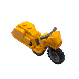 Stuntz Flywheel Motorcycle Touring Bike with Dark Bluish Gray Frame, Light Bluish Gray Wheels, and Dark Bluish Gray Handlebars, Part# 80685c01 Part LEGO® Bright Light Orange