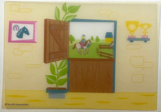 Plastic - Horse Stable Backdrop with Award in Frame, House Plant, Split Wooden Door, and Trophies on Shelf Pattern, Part# 5941pls01