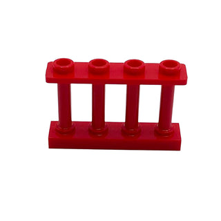Fence 1x4x2 Spindled with 4 Studs, Part# 15332 Part LEGO® Red