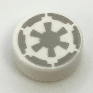 Tile Round 1x1 with Light Bluish Gray SW Imperial Logo Pattern, Part# 98138pb086 Part LEGO® White  