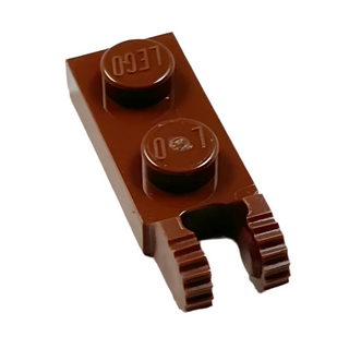 Hinge Plate 1 x 2 Locking with 2 Fingers on End, Part# 44302 Part LEGO® Reddish Brown