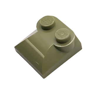 Slope, Curved 2 x 2 x 2/3 with 2 Studs and Curved Sides, Part# 47457 Part LEGO® Olive Green