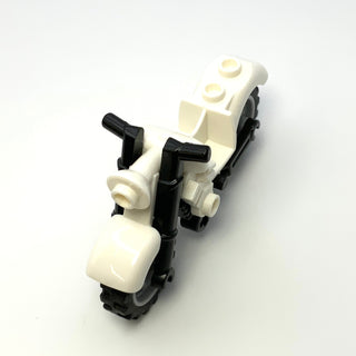 Motorcycle Vintage with Black Chassis and Light Bluish Gray Wheels, Part# 85983c01 Part LEGO® White  