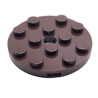 Plate Round 4x4 with Hole, Part# 60474 Part LEGO® Dark Brown