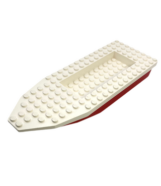 Boat, Hull Unitary 22 x 8 x 2 1/3 with White Top (71958 / 30255), Part#71958c01 Part LEGO® Very Good