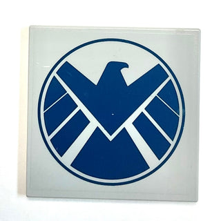 Tile 6 x 6 with Dark Blue SHIELD Logo Pattern (Sticker), Part# 6881pb08 Part LEGO® Light Bluish Gray