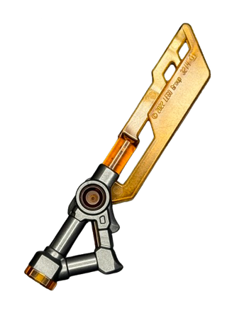 Minifigure, Weapon Sword with 3 Holes in Blade with Molded Pearl Dark Gray Triangular Hilt Pattern (Ninjago Imperium Sword), Part #3214pb01 Part LEGO®