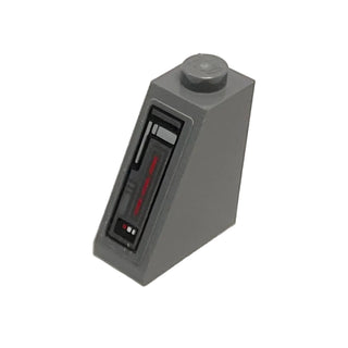 Slope 65 2 x 1 x 2 with SW Control Panel on Front Pattern (Sticker), Part# 60481pb005 Part LEGO® Dark Bluish Gray Very Good