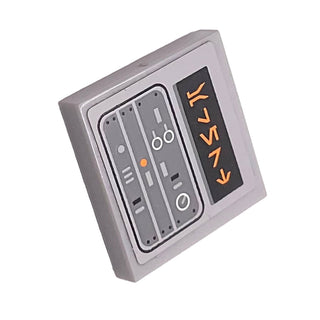 Tile 2 x 2 with Aurebesh Characters 'ALERT' and Key Controls Pattern (Sticker), Part# 3068pb1818 Part LEGO® Light Bluish Gray Very Good