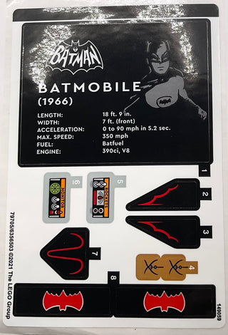 Sticker Sheet for Set Batman Classic TV Series Batmobile, 76188 - (79705/6356503), Part# 76188stk01