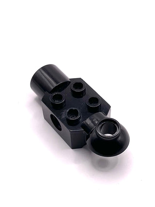 Technic, Brick Modified 2 x 2 with Pin Hole, Rotation Joint Ball Half Horizontal, and Rotation Joint Socket, Part# 47452 Part LEGO® Black