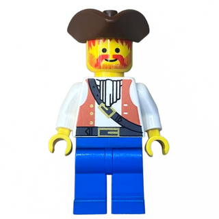 Pirate Brown Vest Ascot, Blue Legs, Brown Pirate Triangle Hat, pi054 - LEGO® Pirate Minifigure Minifigure LEGO®