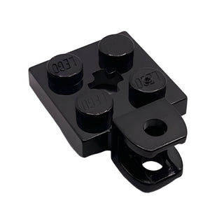 Plate, Modified 2x2 with Tow Ball Socket, Short, Flattened with Holes and Axle Hole in Center, Part# 63082 Part LEGO® Black