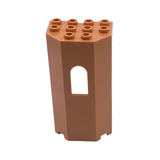 Panel 3x4x6 Turret Wall with Window, Part #30246 Part LEGO® Medium Nougat Very Good