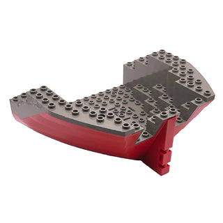 Boat, Hull Large Stern 14 x 16 x 5 1/3 with Dark Gray Top (2558+2559), Part# 2558c04 Part LEGO® Red Very Good