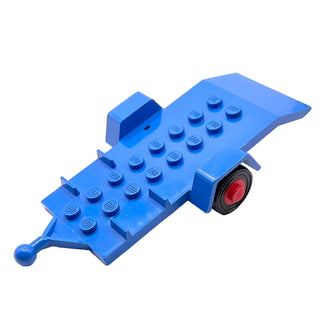 Vehicle, Trailer Base 4 x 8 Bed with Red Wheels and Tires, Part# 817c01 Part LEGO® Blue Very Good