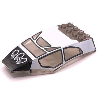 Windscreen 10 x 6 x 2 Curved with White Frame and Air Intake Pattern, Part# 45705pb027 Part LEGO® Trans-Brown Very Good