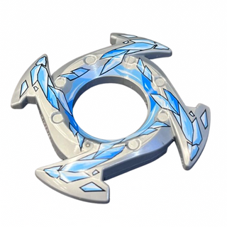 Ninjago Spinner Crown Ring 4 x 4 with 2 x 2 Hole and 4 Arrow Ends with Blue and White Ice Shards Pattern, Part# 98341pb04 Part LEGO®