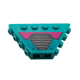 Tipper End Flat without Pins with Black and Dark Bluish Gray Air Intake Grille and Magenta Panel Pattern (Sticker), Part# 30022pb02 Part LEGO® Dark Turquoise Very Good