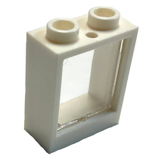 Window 1 x 2 x 2 Flat Front with Trans-Clear Glass (60592 / 60601), Part# 60592c01 Part LEGO® White