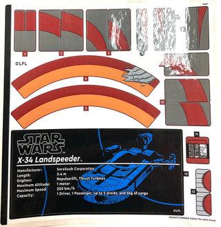 Sticker Sheet for Set Luke Skywalker's Landspeeder - UCS, 75341-1 - (10001572/6388358), Part# 75341stk01 Part LEGO® Complete