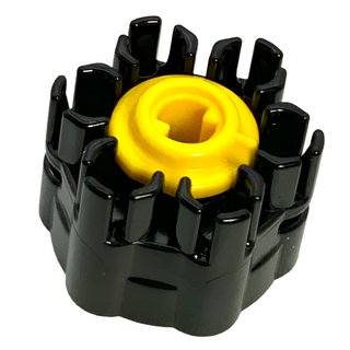 Projectile Launcher Part, Rapid Shooter Six Barrel - Angled Barrels with Yellow Trigger (18588 / 18587), Part# 18588c02 Part LEGO® Black