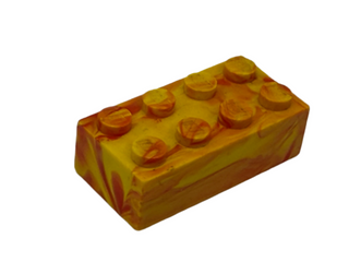 Yellow & Red Marbled, 1970's Grangemouth Test 2x4 LEGO® Brick Part LEGO®