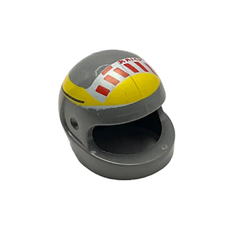 Minifigure, Headgear Helmet Motorcycle (Standard) with SW Red Stripe Pattern Small (A-Wing), Part# 2446pb02b Part LEGO® Dark Bluish Gray Very Good
