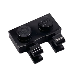 Plate, Modified 1x2 with 2 Open O Clips (Horizontal Grip), Part# 60470b Part LEGO® Black